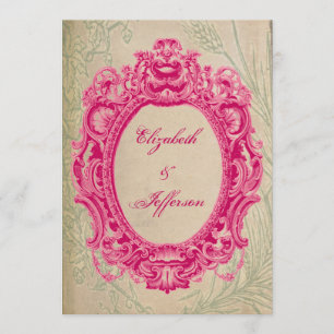 Grunge Pink Vintage Rahmen Hochzeitseinladungen Einladung