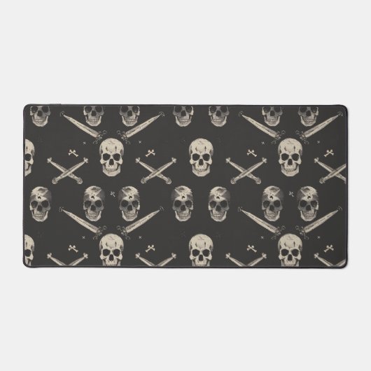 Grunge Pirate Skulls Pattern Schreibtischunterlage (Vorderseite)