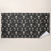 Grunge Pirate Skulls Pattern Strandtuch (Vorderseite)