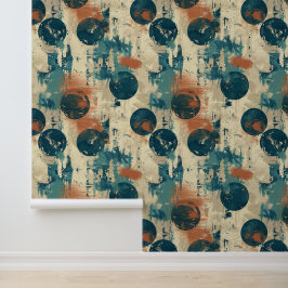 Grunge Polka Dot Blue Ball Brown Scratches Modern Tapete