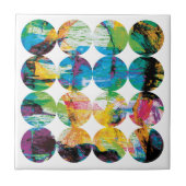 Grunge Polka Dot Colorful Black Circle Abstract Fliese (Vorderseite)