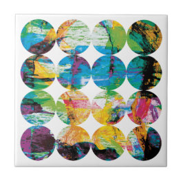 Grunge Polka Dot Colorful Black Circle Abstract Fliese