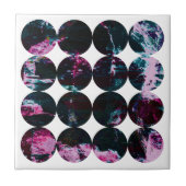 Grunge Polka Dot Pink Noir Circle Black Abstract. Fliese (Vorderseite)