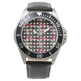 Grunge polka dots Black Red White Abstract. Armbanduhr