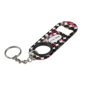 Grunge polka dots Black Red White Abstract. Mini Flaschenöffner (Vorderseite Schrägansicht)