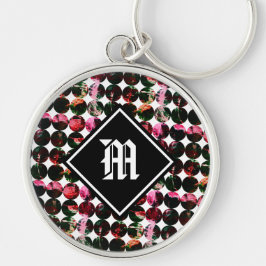 Grunge polka dots Black Red White Abstract. Schlüsselanhänger