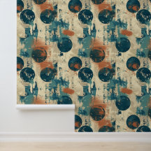 Grunge-Polka-Punkte-Blau-Kugel-Braun-Kratzer Moder