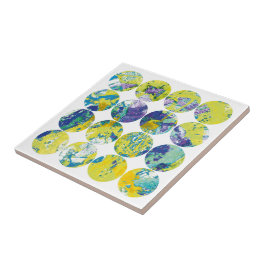 Grunge Polka-Punkte Gelb Blau Säure Kreis Abstract Fliese