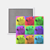 Grunge Pop Art Popart Polar Bär Schließen Farbe Magnet (Vorderseite/Rückseite)