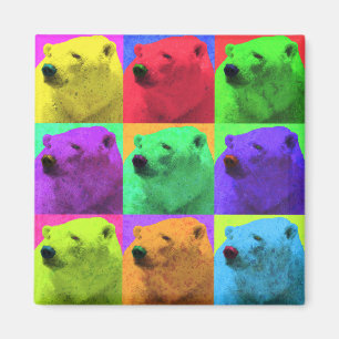 Grunge Pop Art Popart Polar Bär Schließen Farbe Magnet