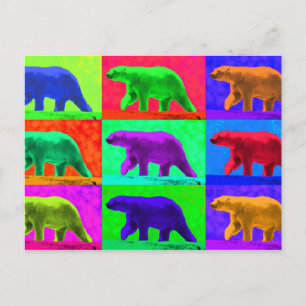 Grunge Pop Art Popart Polar Bear Multipanel Postkarte