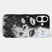 Grunge Poppy Schwarz-weiß Monogram Individuelle Na Case-Mate iPhone Hülle (Rückseite (Horizontal))