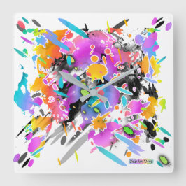 GRUNGE PUNK SPRITZER ART QUADRATISCHE WANDUHR
