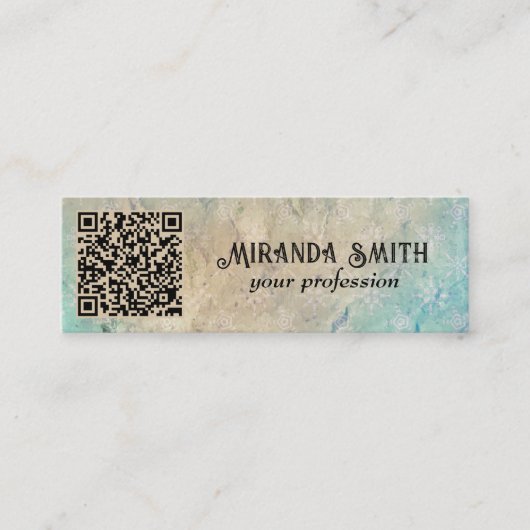 Grunge QR Code Mini Visitenkarte (Vorderseite)