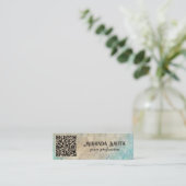 Grunge QR Code Mini Visitenkarte (Stehend Vorderseite)