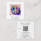 *~* Grunge QR Peace Symbol Floral Boho AP57 Quadratische Visitenkarte (Vorne/Hinten)
