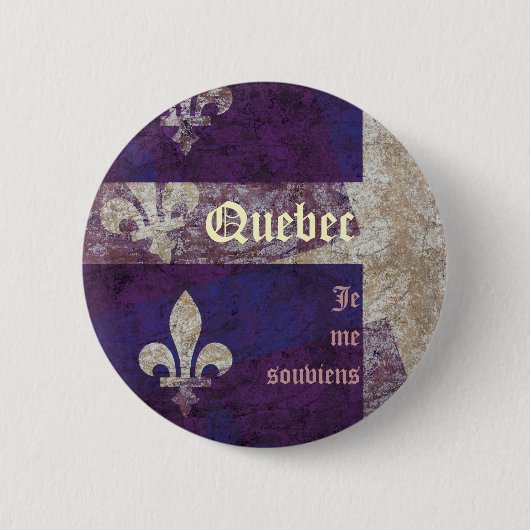 Grunge-Quebec-Provinzflagge und Motto-Button Button (Vorderseite)
