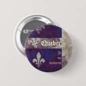 Grunge-Quebec-Provinzflagge und Motto-Button Button (Vorne & Hinten)