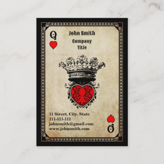 Grunge Queen of Hearts Visitenkarte (Vorderseite)