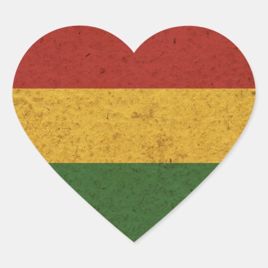 Grunge Rasta Colors Flag Herz-Aufkleber (Vorderseite)