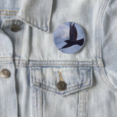Grunge Raven & Moon Lt Blue Art Design Button (Beispiel)