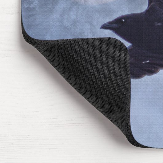 Grunge Raven & Moon Lt Blue Art Design Mousepad (Ecke)