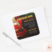 Grunge Red Guitar Super Band Square Promo Sticker (Umschlag)