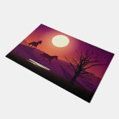 Grunge Red Rug Two Horses Doormat Fußmatte (Schrägansicht)