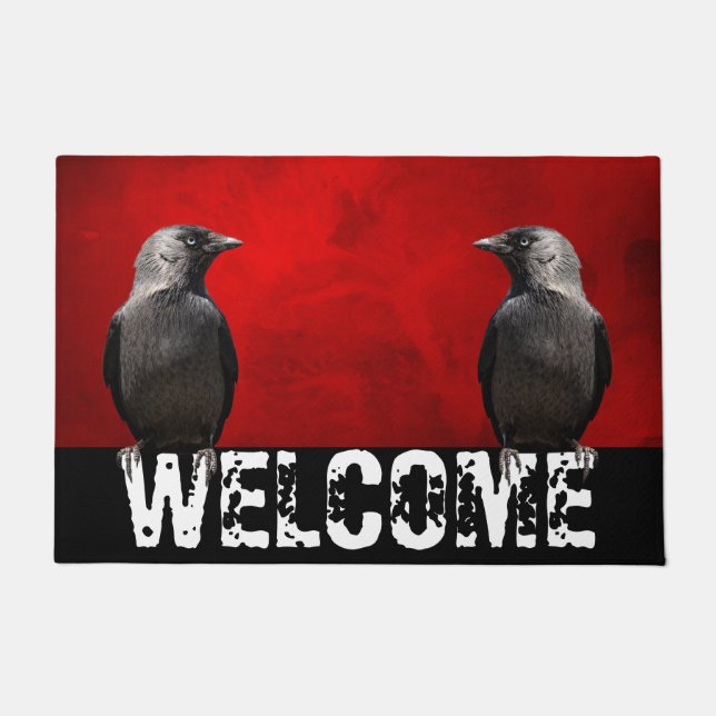 Grunge Red Rug Two Ravens Doormat Fußmatte (Vorderseite)