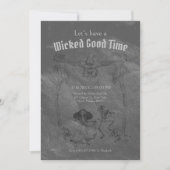 Grunge Retro Black Halloween-Party Einladung (Vorderseite)