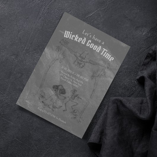 Grunge Retro Black Halloween-Party Einladung