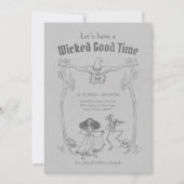 Grunge Retro Black Halloween-Party Einladung (Vorderseite)