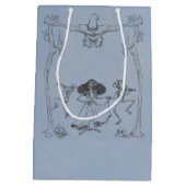 Grunge Retro Black Halloween-Party Mittlere Geschenktüte (Rückseite)