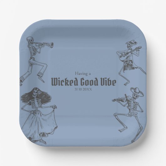 Grunge Retro Black Halloween-Party Pappteller (Vorderseite)