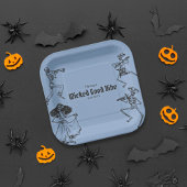 Grunge Retro Black Halloween-Party Pappteller