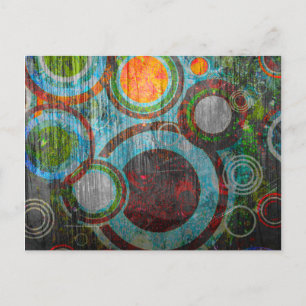 Grunge Retro Circles Postkarte