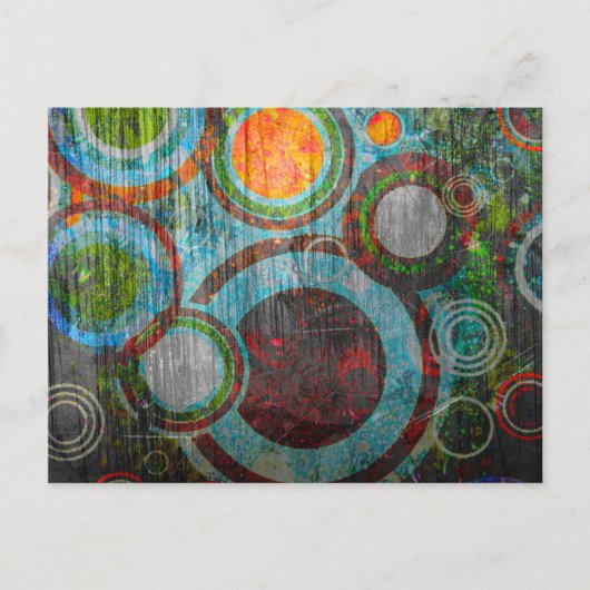 Grunge Retro Circles Postkarte (Vorderseite)