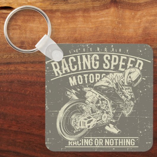 Grunge Retro Motorrad Design Schlüsselanhänger (Vorderseite)