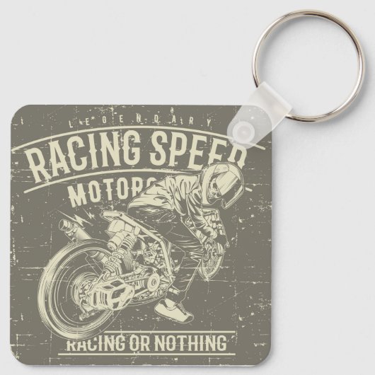 Grunge Retro Motorrad Design Schlüsselanhänger (Rückseite)