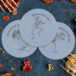 Grunge Retro Schwarze Halloween-Party Runder Aufkleber