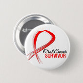 Grunge Ribbon Oral Cancer Survivor Button (Vorne & Hinten)