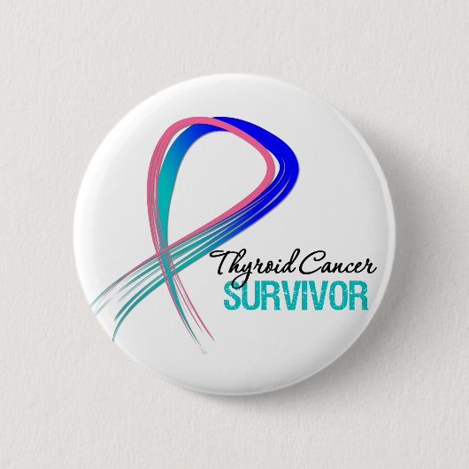Grunge Ribbon-Schilddrüsenkrebs-Survivor Button (Vorderseite)