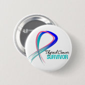 Grunge Ribbon-Schilddrüsenkrebs-Survivor Button (Vorne & Hinten)