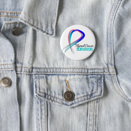 Grunge Ribbon-Schilddrüsenkrebs-Survivor Button (Beispiel)