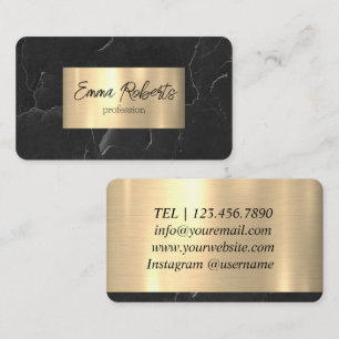 Grunge Rissige Wandtextur Schwarz Gold Visitenkarte