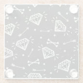 Grunge Rock: Diamanten, Knochen Muster. Glasuntersetzer (Rückseite)