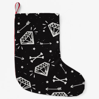 Grunge Rock: Diamanten, Knochen Muster. Kleiner Weihnachtsstrumpf