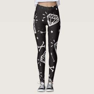 Grunge Rock: Diamanten, Knochen Muster. Leggings