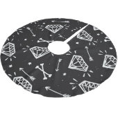 Grunge Rock: Diamanten, Knochen Muster. Polyester Weihnachtsbaumdecke (Schrägansicht)