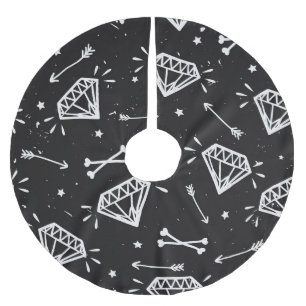 Grunge Rock: Diamanten, Knochen Muster. Polyester Weihnachtsbaumdecke